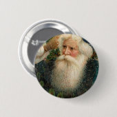 Blauer Vintager Weihnachtsmann und Schneeflocken Button (Vorne & Hinten)