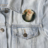 Blauer Vintager Weihnachtsmann und Schneeflocken Button (Beispiel)