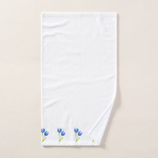 Blauer Violet Tulips Badhandtuch Set (Handtuch)