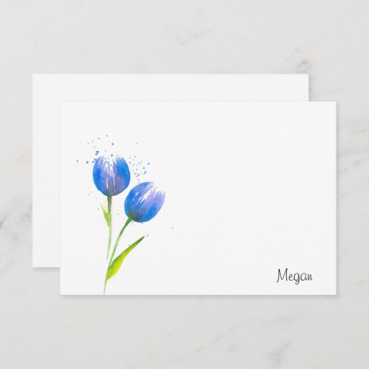 Blauer Violet Tulips Mitteilungskarte (Vorne/Hinten)