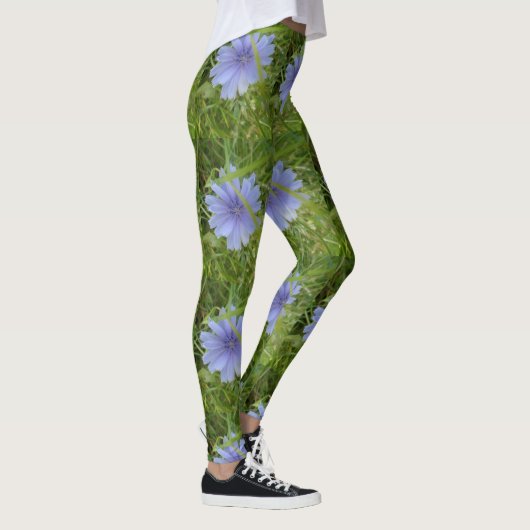 Blauer violette Blumen Elegante Leggings (Rechts)