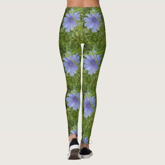 Blauer violette Blumen Elegante Leggings (Rückseite)