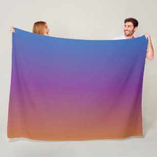 Blauer, violetter und orangefarbener Farbverlauf Fleecedecke