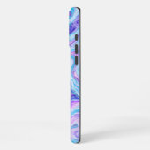 Blauer Violettlavender Abstrakter Marmortext iPhone Hülle (Linke Seite)