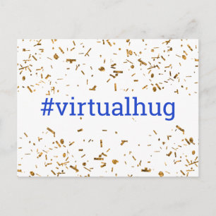 Blauer virtueller Umarmungs-Hashtag Gold-unechtes Postkarte