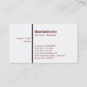 Blauer Visitenkarte (Rückseite)