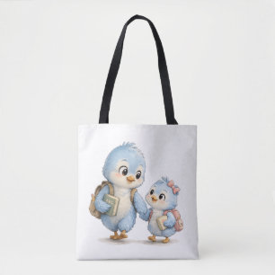 Blauer Vogel Alltags-Leinen-Tasche Tasche