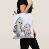 Blauer Vogel Alltags-Leinen-Tasche Tasche (Von Nahem)