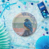 Blauer Vogel am Zaun Pappteller (Party)