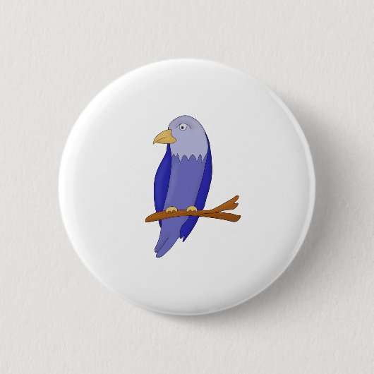 Blauer Vogel auf einem Ast Button (Vorderseite)