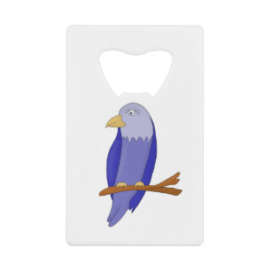 Blauer Vogel auf einem Ast Geldbeutel Flaschenöffner