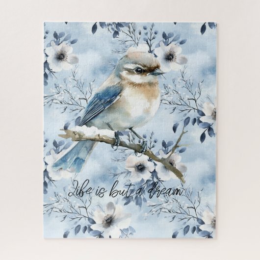 Blauer Vogel auf einem Ast Puzzle (Vertikal)