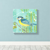 Blauer Vogel auf einem Baum Leinwanddruck (Insitu (Holzboden))