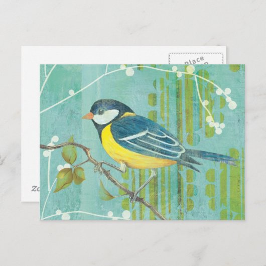 Blauer Vogel auf einem Baum Postkarte (Vorne/Hinten)