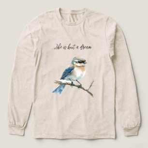 Blauer Vogel auf einem Baumzweig Tri-Blend Shirt