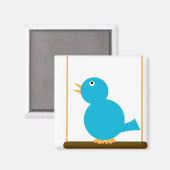 Blauer Vogel auf einem Perch Magnet (Vorderseite/Rückseite)