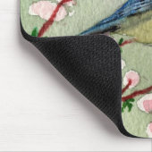 Blauer Vogel auf Kirschblossom Mousepad (Ecke)