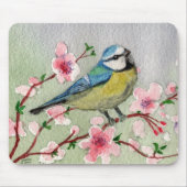 Blauer Vogel auf Kirschblossom Mousepad (Vorne)