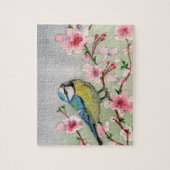Blauer Vogel auf Kirschblossom Puzzle (Vertikal)