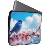 Blauer Vogel auf Kirschblütenzweig Laptopschutzhülle (Vorne Rechts)