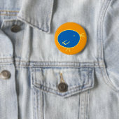 Blauer Vogel auf Orange Button (Beispiel)