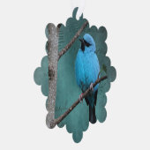 Blauer Vogel auf Zweig-Mixed-Medien Ornament Karte (Rechts)