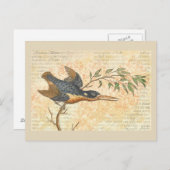 Blauer Vogel auf Zweig Postkarte (Vorne/Hinten)
