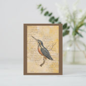 Blauer Vogel auf Zweig Postkarte (Stehend Vorderseite)