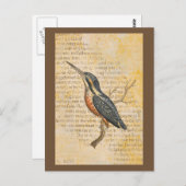 Blauer Vogel auf Zweig Postkarte (Vorne/Hinten)