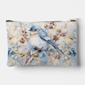 Blauer Vogel auf Zweig Zubehörtasche (Rückseite)