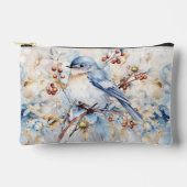 Blauer Vogel auf Zweig Zubehörtasche (Vorderseite)