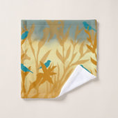 Blauer Vogel Badhandtuch Set (Waschlappen)