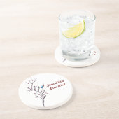 Blauer Vogel-Baum Sandstein Untersetzer (Seite)