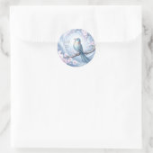 Blauer Vogel-Blumenaufkleber Runder Aufkleber (Tasche)