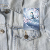 Blauer Vogel-Blumenknopf Button (Insitu)
