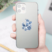Blauer Vogel-Blumenkunst-Aufkleber Aufkleber (Telefon)