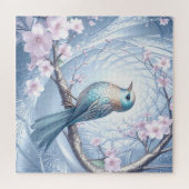 Blauer Vogel Blumenpuzzle Puzzle (Horizontal)