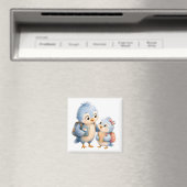 Blauer Vogel Bruder Schwester Quadrat Magnet (In Situ (Geschirrspüler))