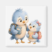 Blauer Vogel Bruder Schwester Quadrat Magnet (Vorne)
