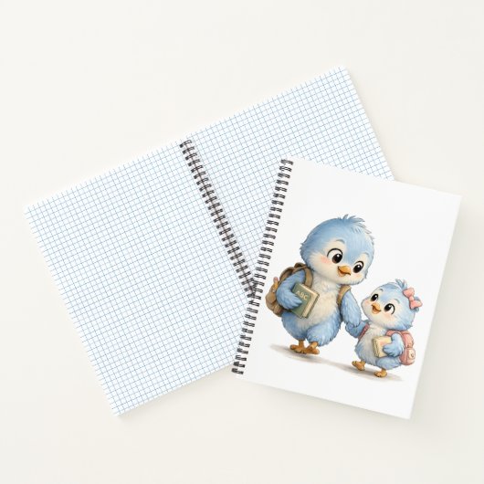 Blauer Vogel Bruder Schwester Schreibheft Notizblock (Innenseite)