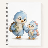 Blauer Vogel Bruder Schwester Schreibheft Notizblock (Vorderseite)