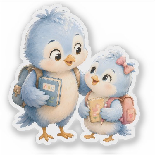 Blauer Vogel Bruder Vinyl Sticker (Vorderseite)