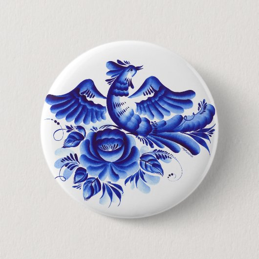 Blauer Vogel Button (Vorderseite)