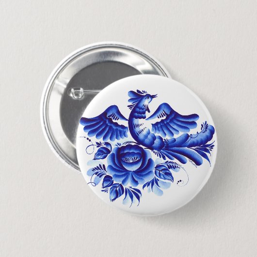 Blauer Vogel Button (Vorne & Hinten)