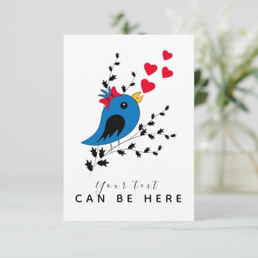 Blauer Vogel Dankeskarte (Stehend Vorderseite)