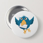 Blauer Vogel, der einen Umschlag hält Button (Vorne & Hinten)