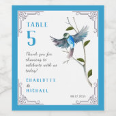 Blauer Vogel der glücklichen Tischnummer Weinsiege Weinetikett (Einzelnes Label)