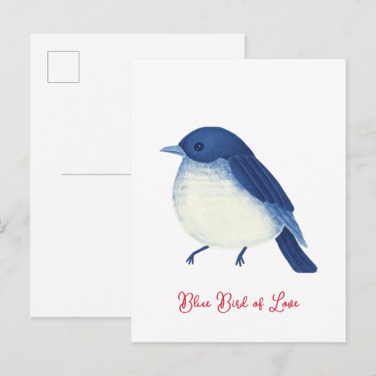 Blauer Vogel der Liebe Postkarte (Vorne/Hinten)