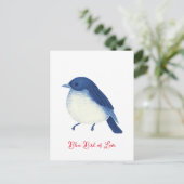 Blauer Vogel der Liebe Postkarte (Stehend Vorderseite)