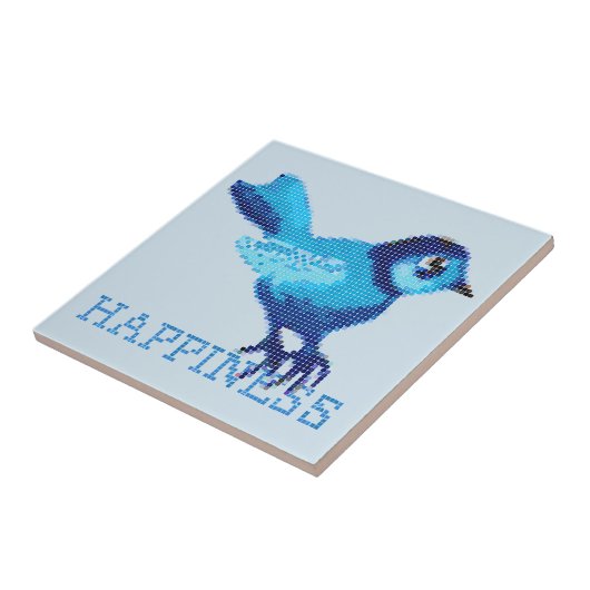 Blauer Vogel des Glücks Kreuzstich Punkte Fliese (Seite)